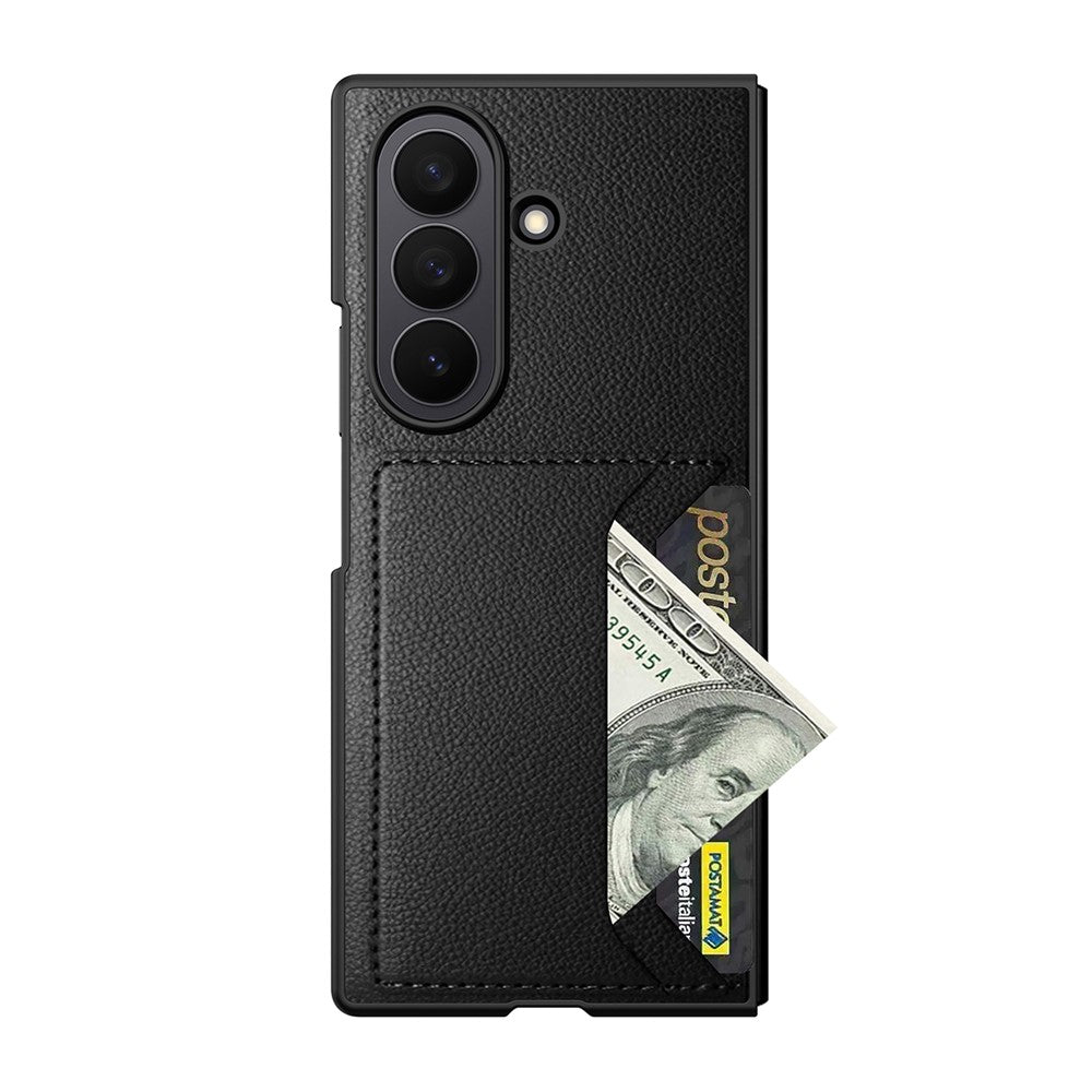 For Samsung Galaxy Z Fold7 5G Case Litchi Texture PU+PC Phone Cover with Screen Film - Blue