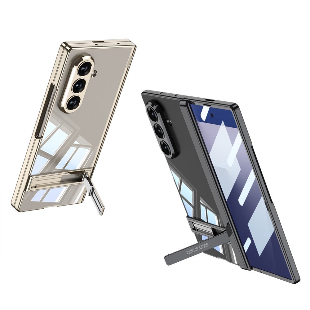 GKK For Samsung Galaxy Z Fold7 5G Case Magnetic Hinge Protection PC Tempered Glass Kickstand Phone Cover - Champagne Gold