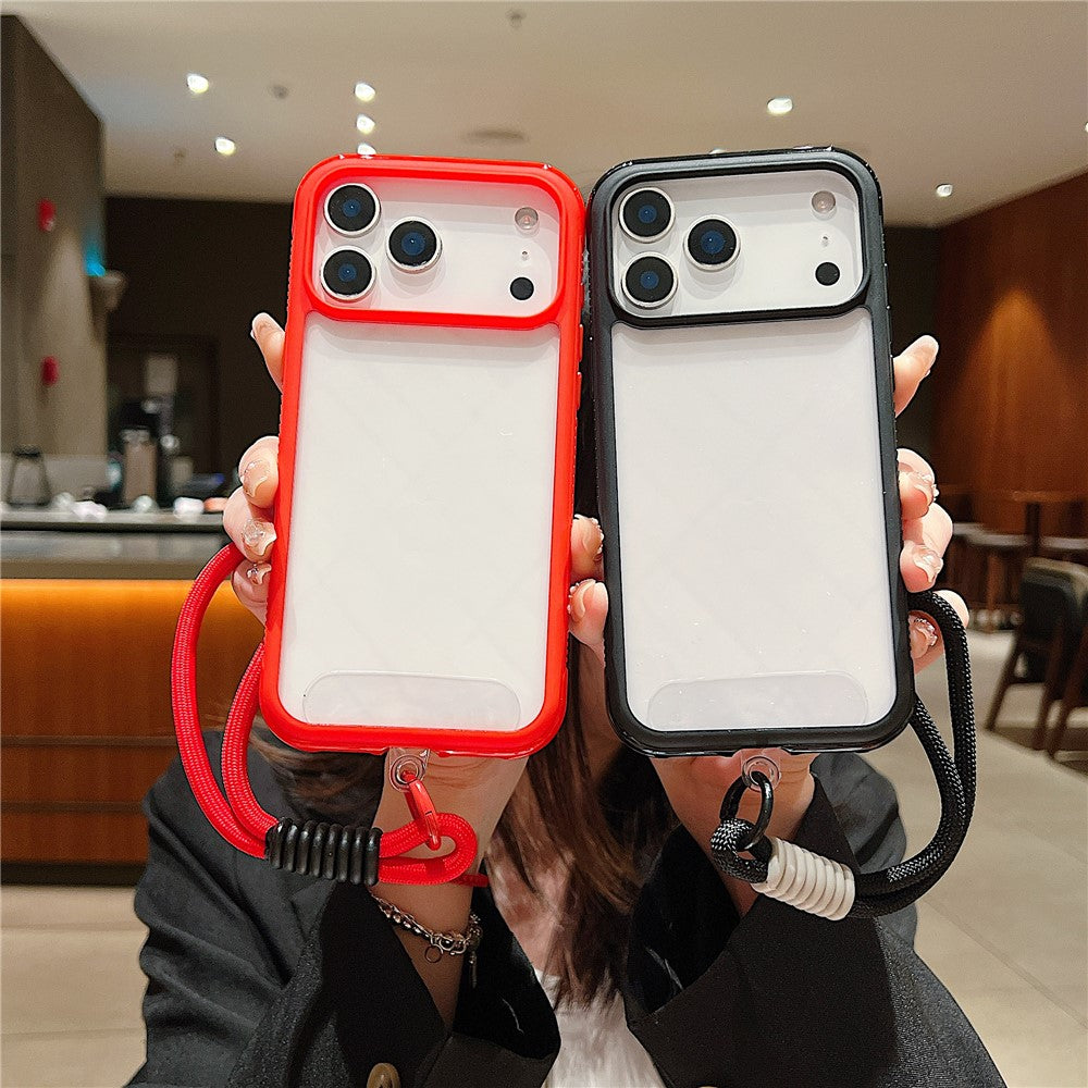 For iPhone 17 Pro Max Case TPU + PC Transparent Protective Phone Cover with Wrist Strap - Sapphire