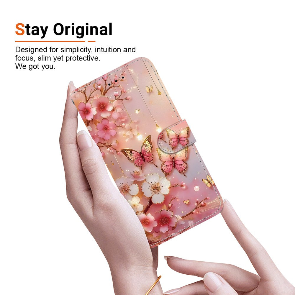 For iPhone 17 Pro Max Leather Case Stand Wallet Pattern Printing Phone Cover with Wrist Strap - Lantern Butterfly