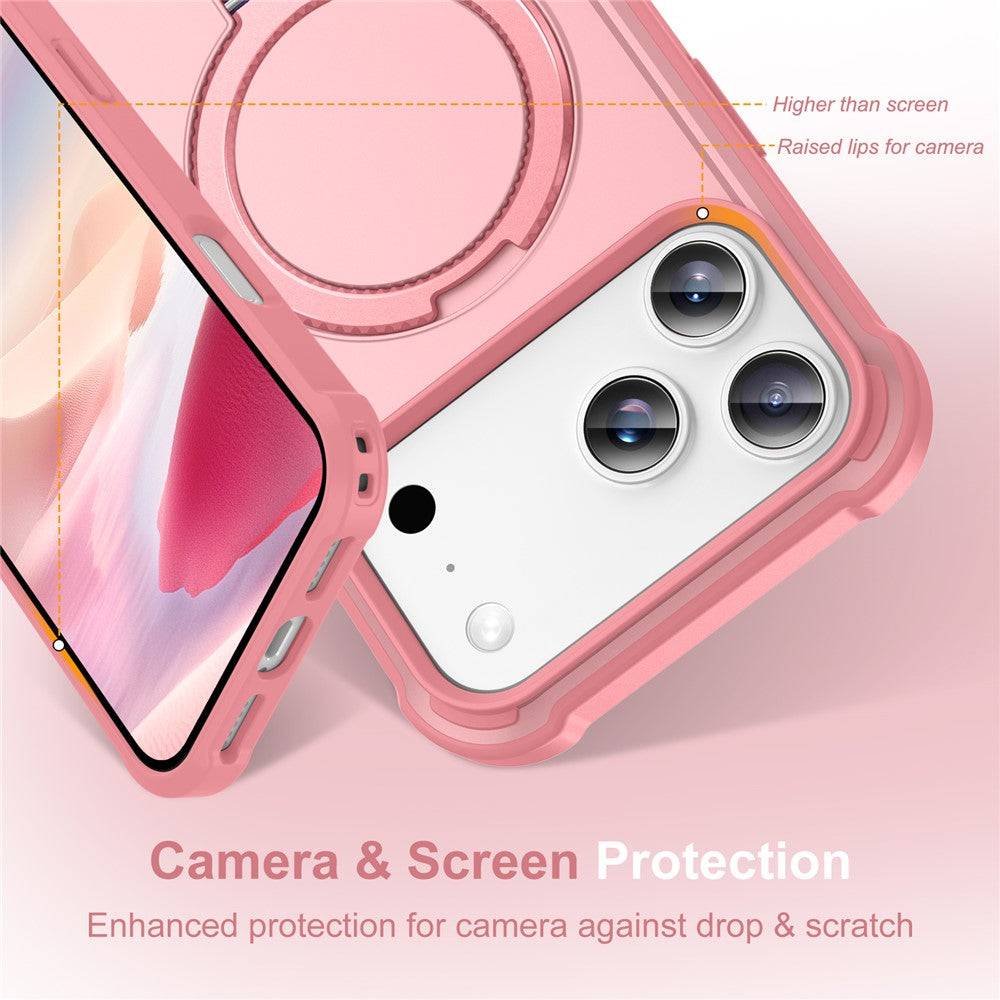 For iPhone 17 Pro Max Case Compatible with MagSafe Kickstand TPU + PC Shockproof Phone Back Cover - Pink