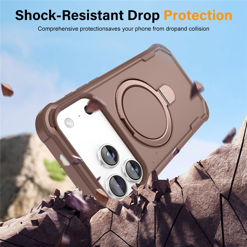 For iPhone 17 Pro Max Case Compatible with MagSafe Kickstand TPU + PC Shockproof Phone Back Cover - Gold