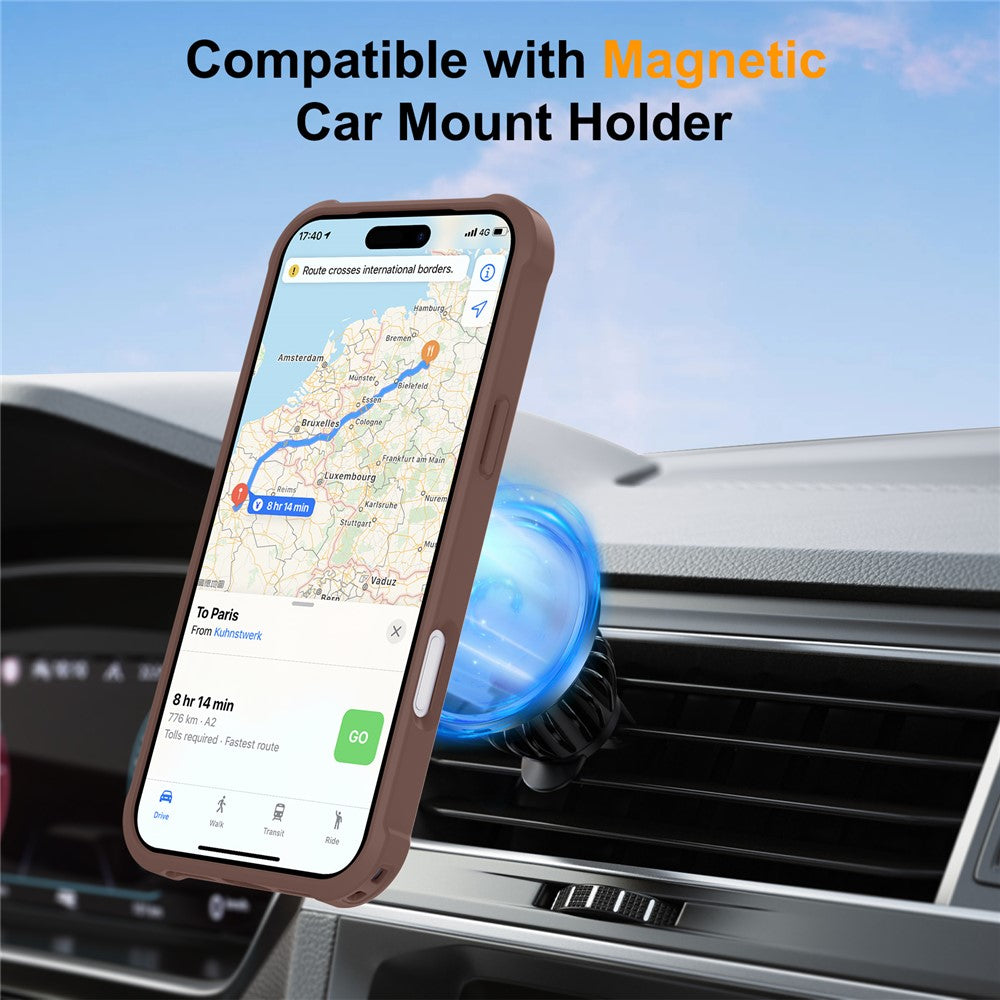 For iPhone 17 Pro Max Case Compatible with MagSafe Kickstand TPU + PC Shockproof Phone Back Cover - Gold