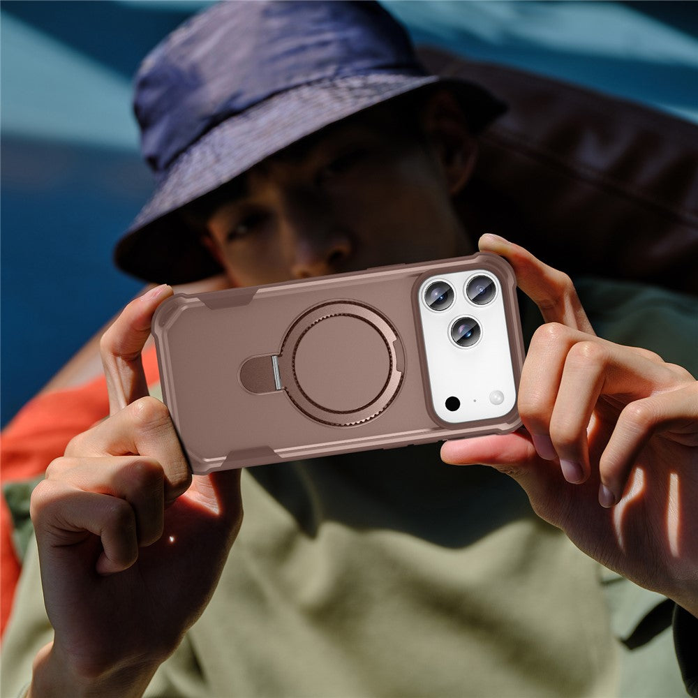 For iPhone 17 Pro Max Case Compatible with MagSafe Kickstand TPU + PC Shockproof Phone Back Cover - Gold