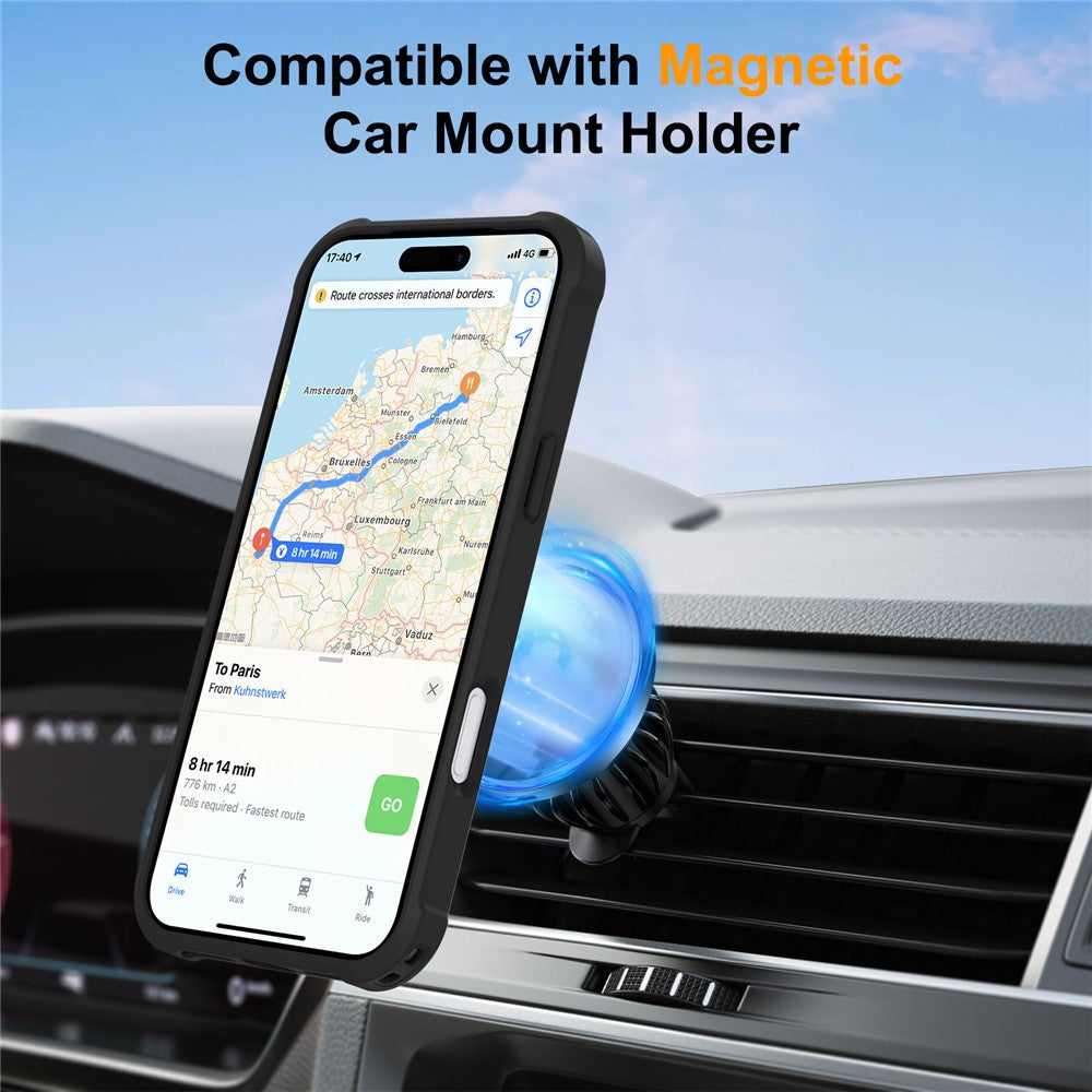 For iPhone 17 Pro Max Case Compatible with MagSafe Kickstand TPU + PC Shockproof Phone Back Cover - Black