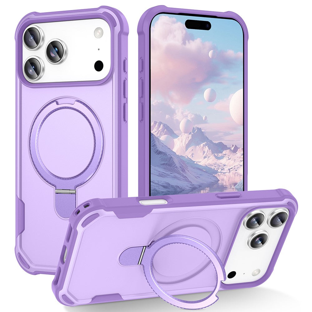 For iPhone 17 Pro Max Case Compatible with MagSafe Kickstand TPU + PC Shockproof Phone Back Cover - Purple