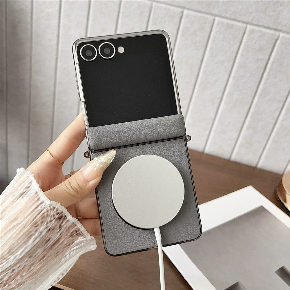 For Samsung Galaxy Z Flip7 5G Phone Case Compatible with MagSafe Leather + PC Protective Cover - Black