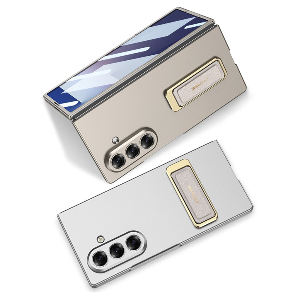 GKK For Samsung Galaxy Z Fold7 5G Case with Kickstand / Magnetic Strap PC Tempered Glass Phone Cover - Black