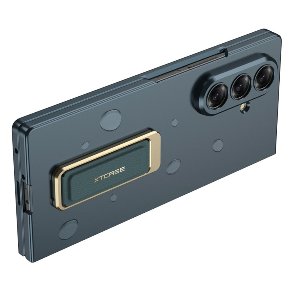 GKK For Samsung Galaxy Z Fold7 5G Case with Kickstand / Magnetic Strap PC Tempered Glass Phone Cover - Black