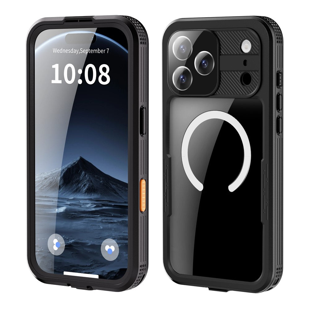 REDPEPPER For iPhone 17 Pro Max IP68 Waterproof Case Clear Back Phone Cover Compatible with MagSafe - Black