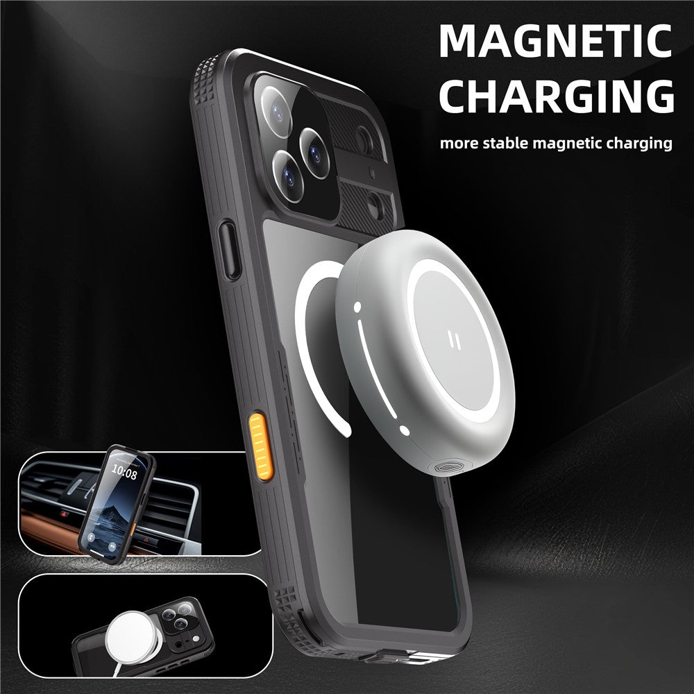 REDPEPPER For iPhone 17 Pro Max IP68 Waterproof Case Clear Back Phone Cover Compatible with MagSafe - Black