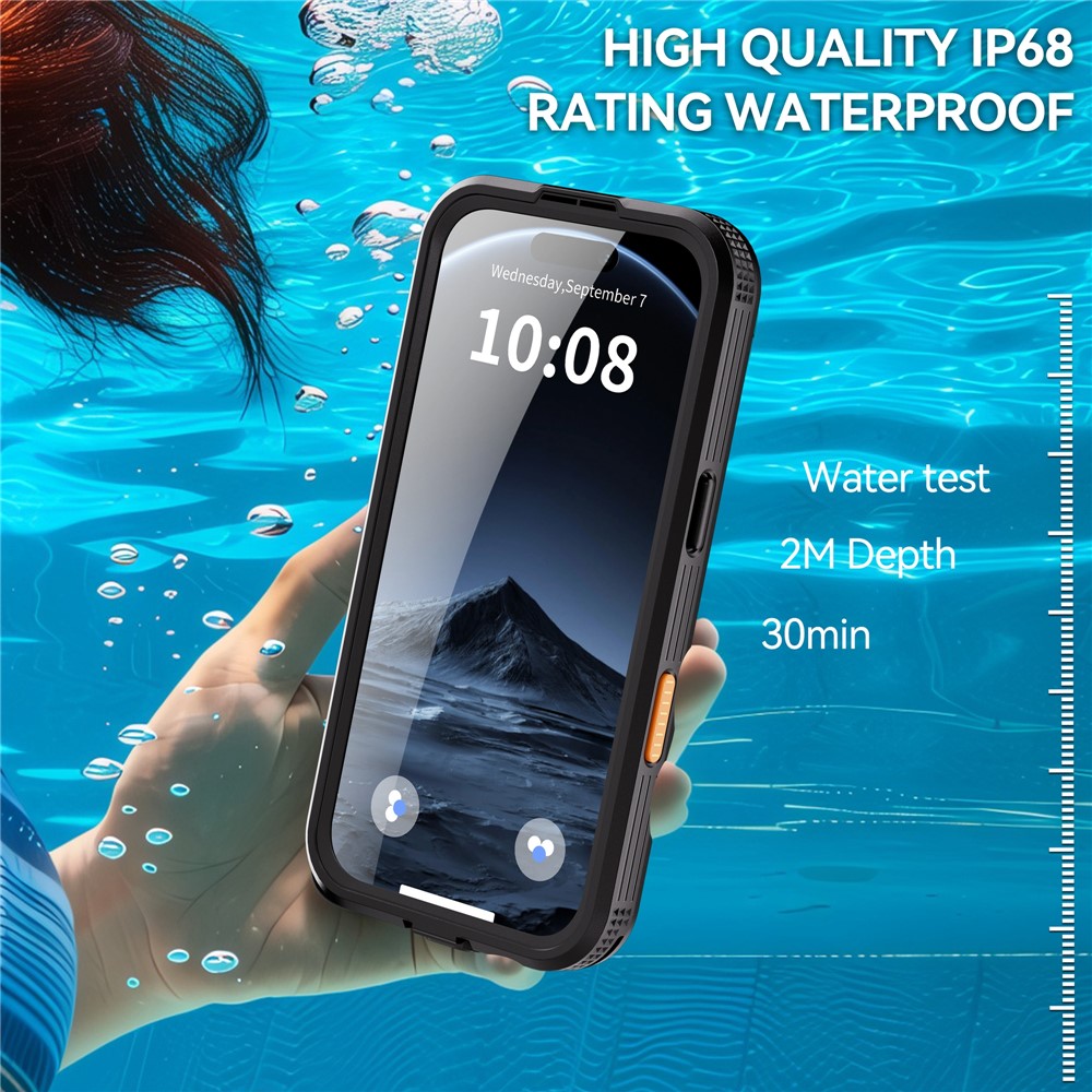 REDPEPPER For iPhone 17 Pro Max IP68 Waterproof Case Clear Back Phone Cover Compatible with MagSafe - Black