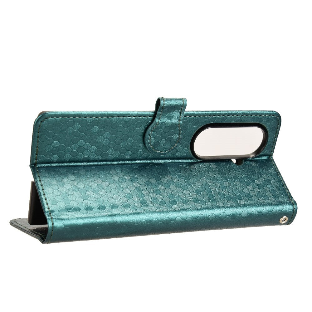 For Samsung Galaxy Z Fold7 5G Wallet Case Dot Pattern Imprint PU Leather Phone Cover with Wrist Strap - Green