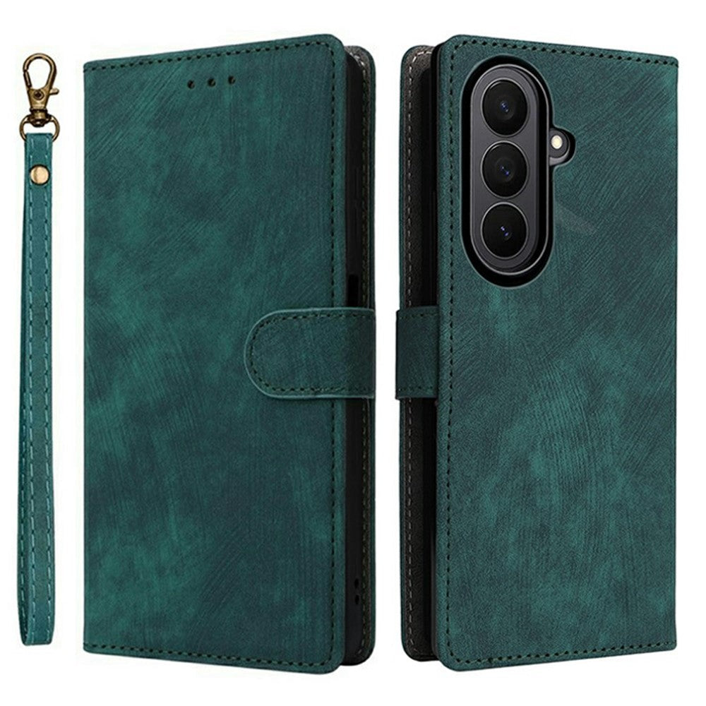 For Samsung Galaxy Z Fold7 5G Case Wallet RFID Blocking PU Leather Phone Cover Stand with Strap - Green