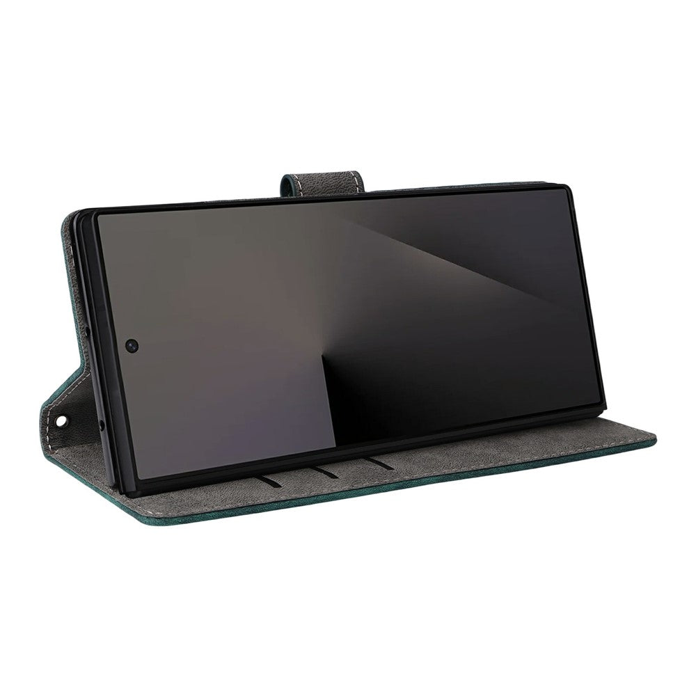 For Samsung Galaxy Z Fold7 5G Case Wallet RFID Blocking PU Leather Phone Cover Stand with Strap - Green