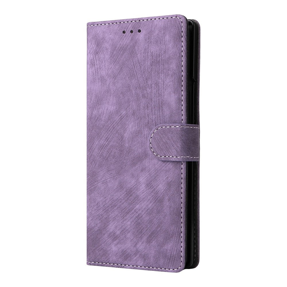 For Samsung Galaxy Z Fold7 5G Case Wallet RFID Blocking PU Leather Phone Cover Stand with Strap - Purple