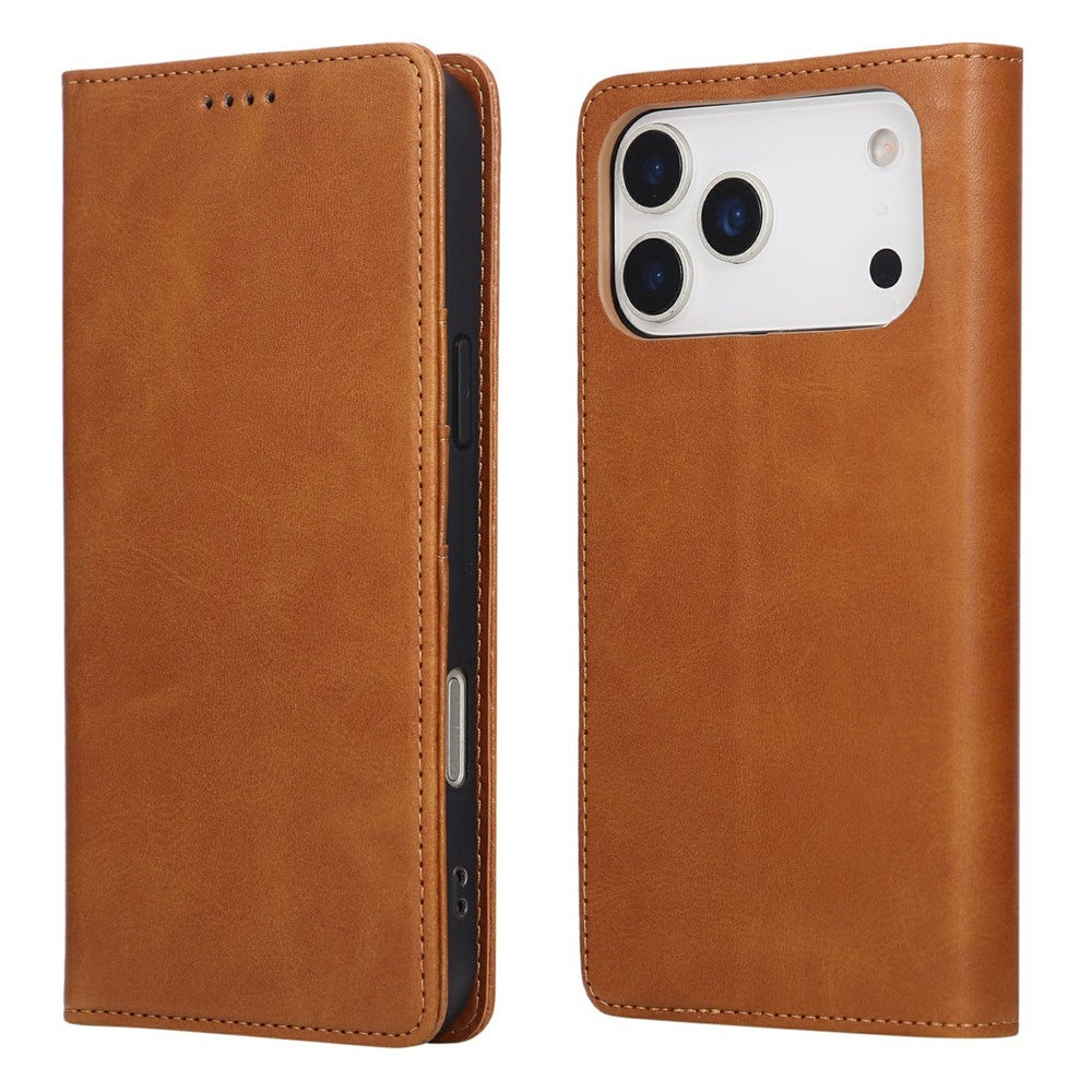 For iPhone 17 Pro Max Case RFID Blocking PU Leather Phone Wallet Cover - Brown