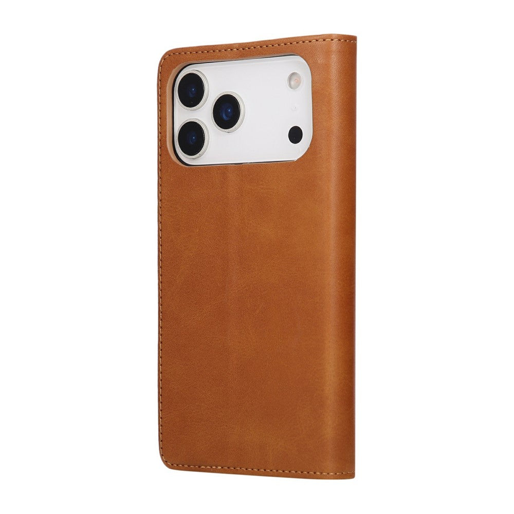 For iPhone 17 Pro Max Case RFID Blocking PU Leather Phone Wallet Cover - Brown