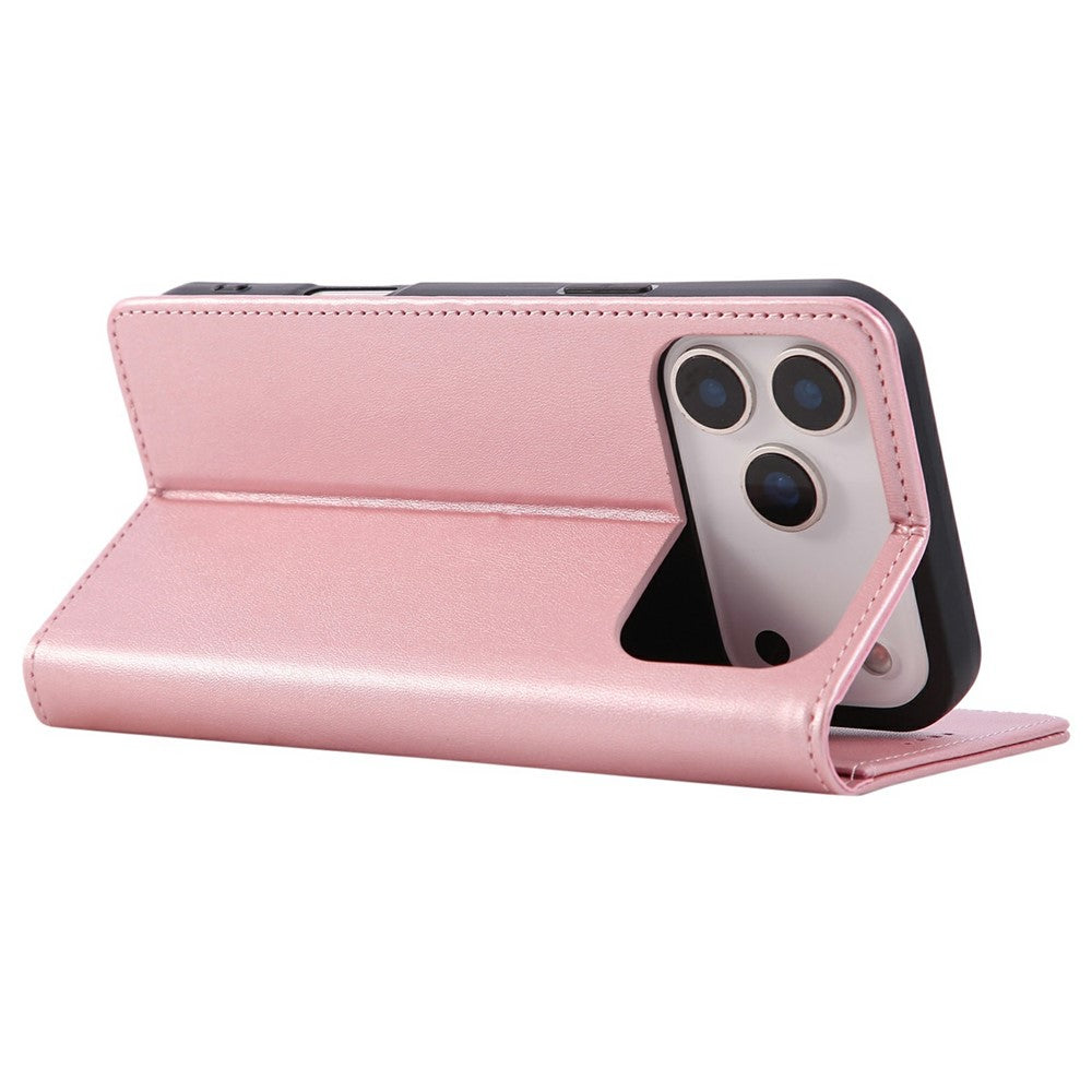 For iPhone 17 Pro Max Case RFID Blocking PU Leather Phone Wallet Cover - Pink