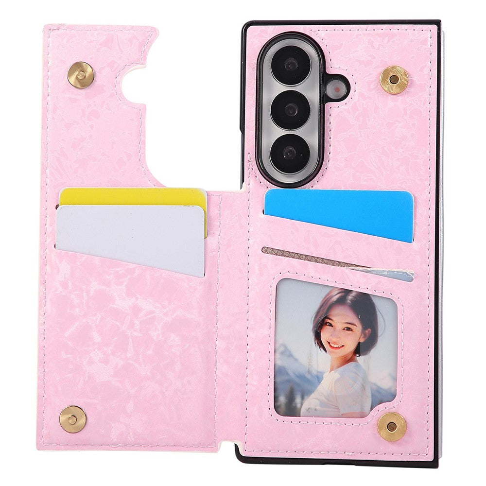 For Samsung Galaxy Z Fold7 5G Case Flower Leather PC RFID Blocking Phone Cover Card Slots - Rose Flower