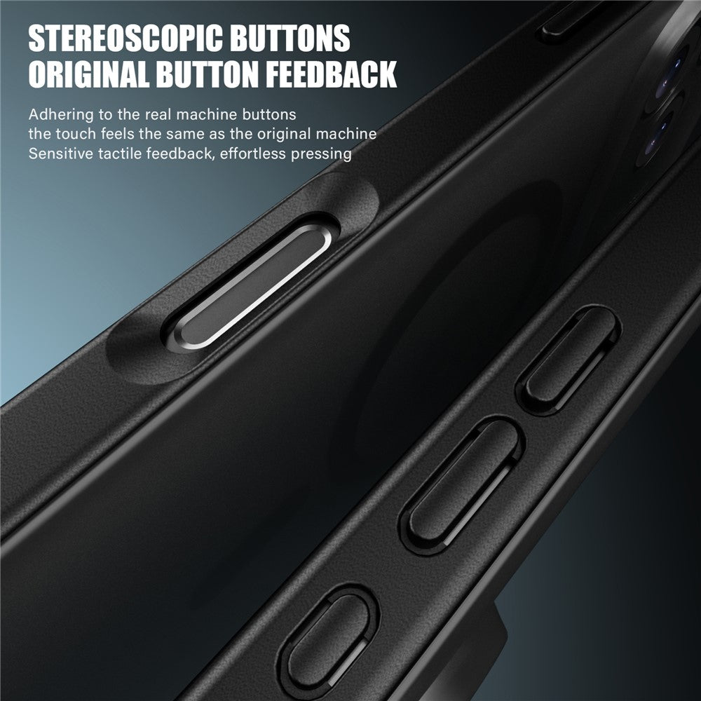 IPAKY For iPhone 17 Pro Max Magnetic Case Shockproof PC + TPU Matte Phone Cover - Blue