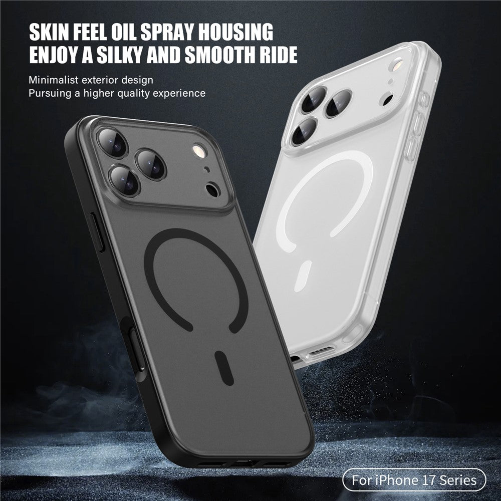 IPAKY For iPhone 17 Pro Max Magnetic Case Shockproof PC + TPU Matte Phone Cover - Grey