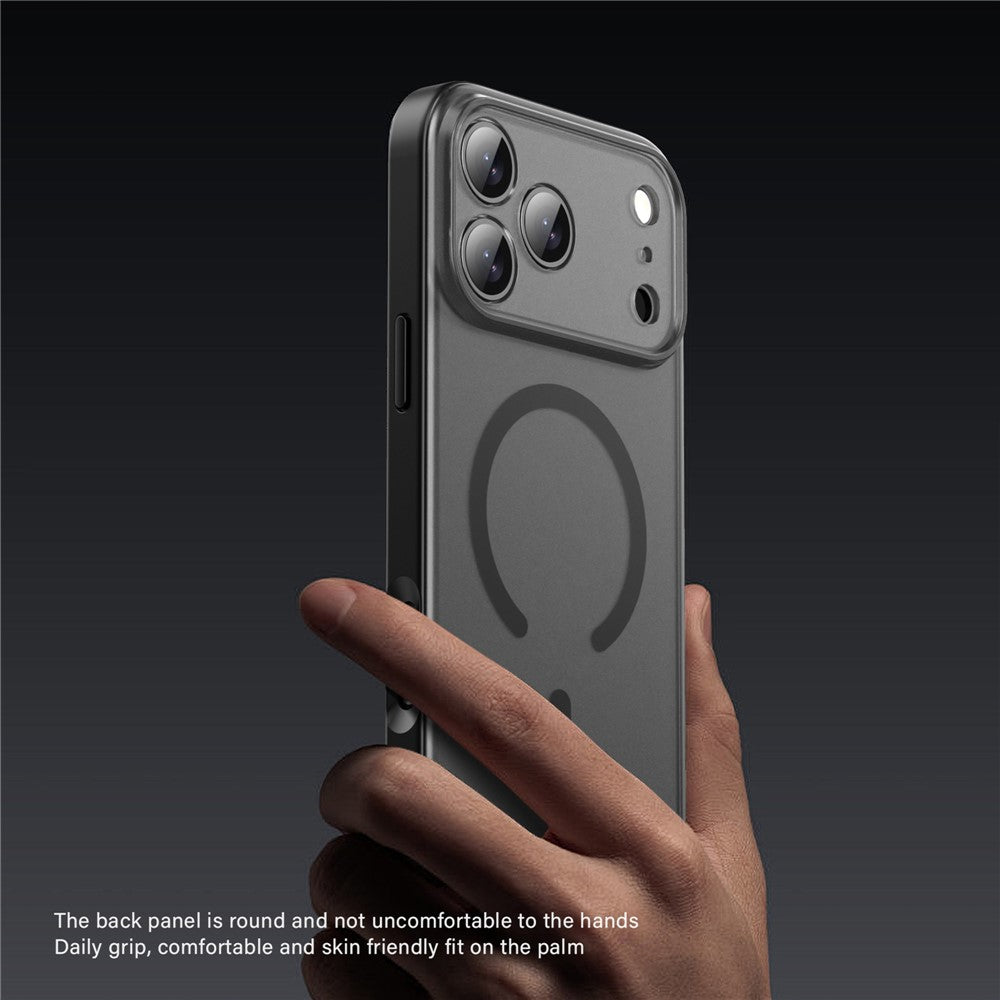 IPAKY For iPhone 17 Pro Max Magnetic Case Shockproof PC + TPU Matte Phone Cover - Grey