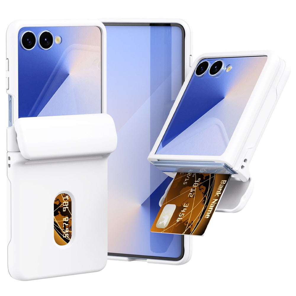 For Samsung Galaxy Z Flip7 FE 5G / Z Flip6 5G Case Spring Hinge PC Folding Phone Cover with Card Slot - White