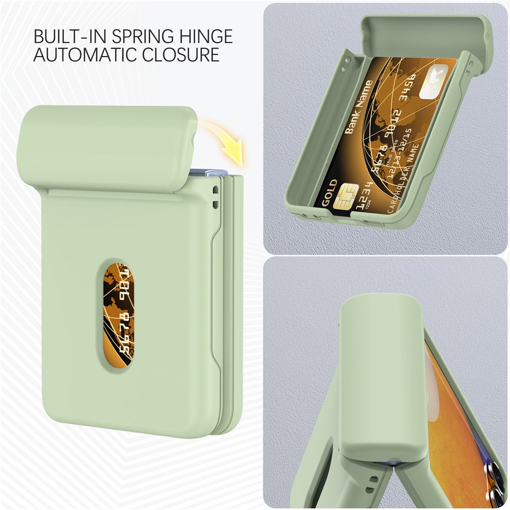 For Samsung Galaxy Z Flip7 FE 5G / Z Flip6 5G Case Spring Hinge PC Folding Phone Cover with Card Slot - Light Green