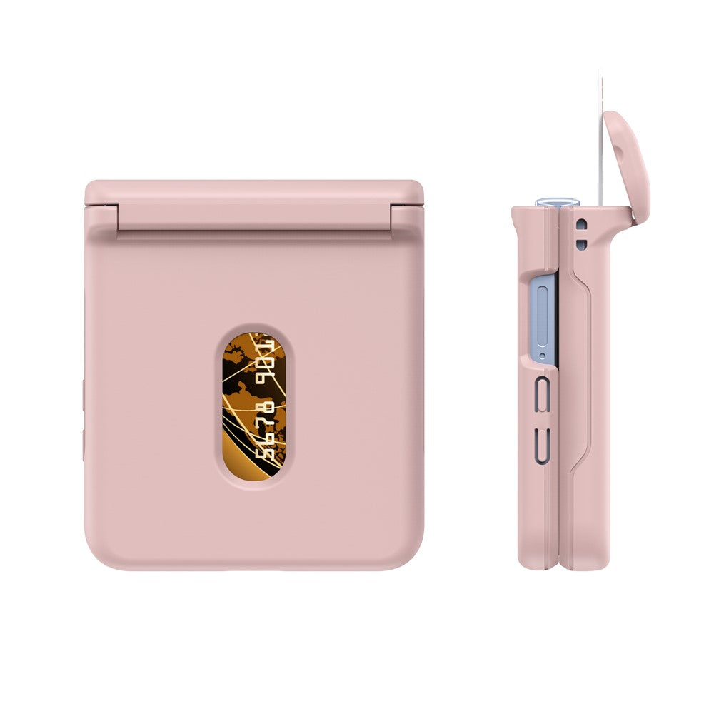 For Samsung Galaxy Z Flip7 FE 5G / Z Flip6 5G Case Spring Hinge PC Folding Phone Cover with Card Slot - Pink