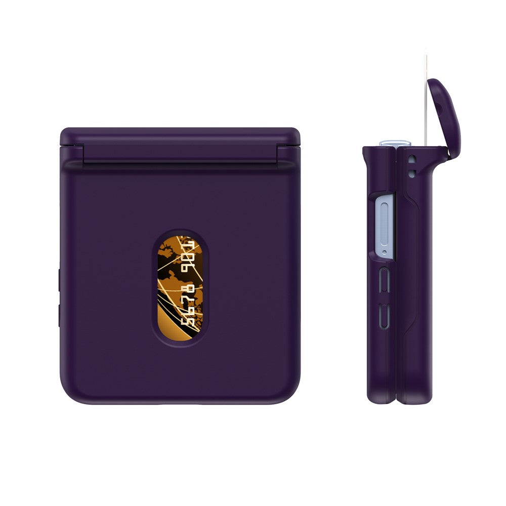 For Samsung Galaxy Z Flip7 FE 5G / Z Flip6 5G Case Spring Hinge PC Folding Phone Cover with Card Slot - Dark Purple