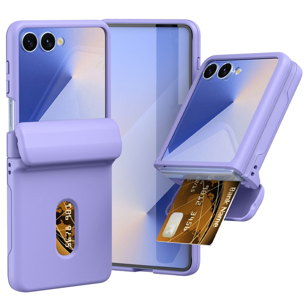 For Samsung Galaxy Z Flip7 FE 5G / Z Flip6 5G Case Spring Hinge PC Folding Phone Cover with Card Slot - Purple