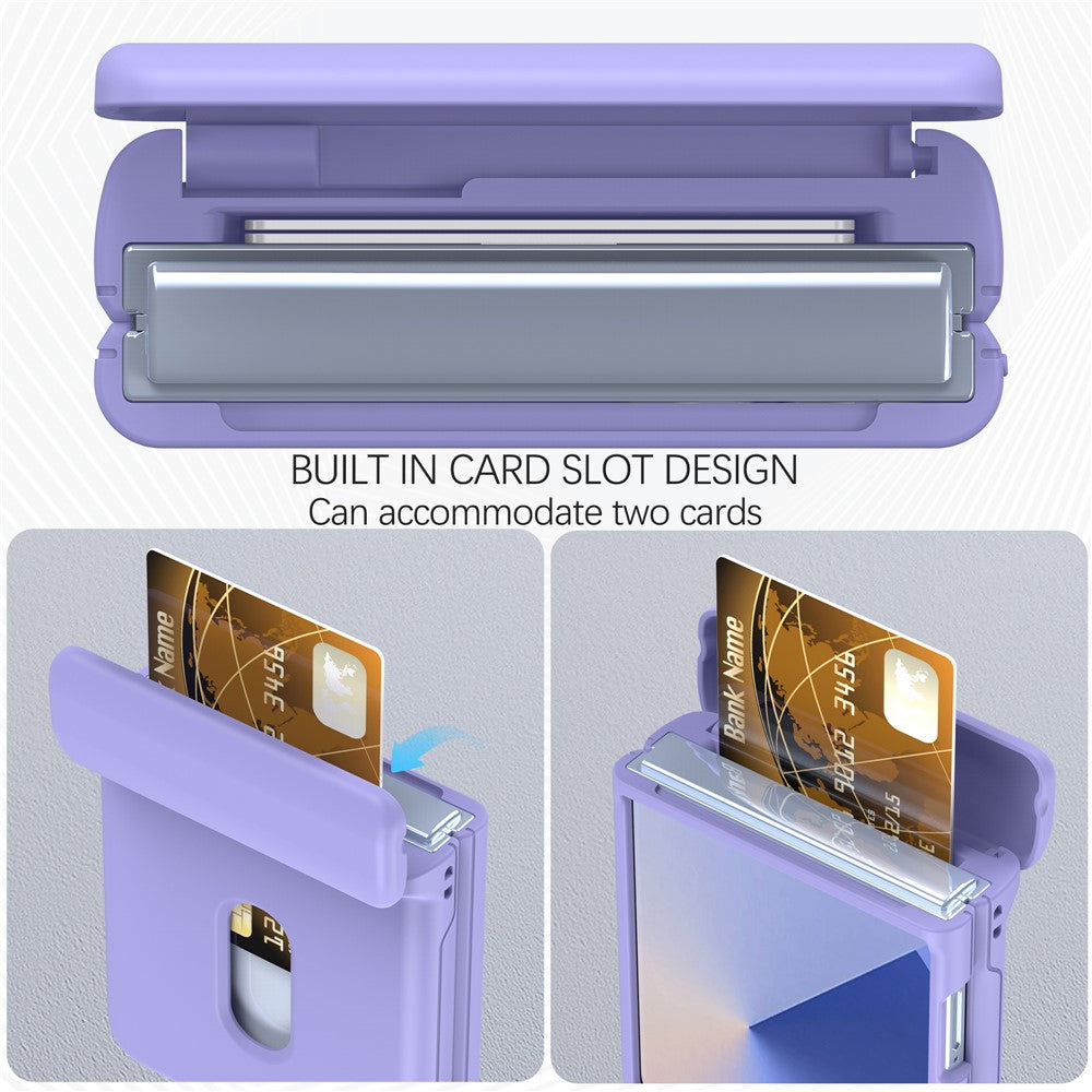 For Samsung Galaxy Z Flip7 FE 5G / Z Flip6 5G Case Spring Hinge PC Folding Phone Cover with Card Slot - Purple