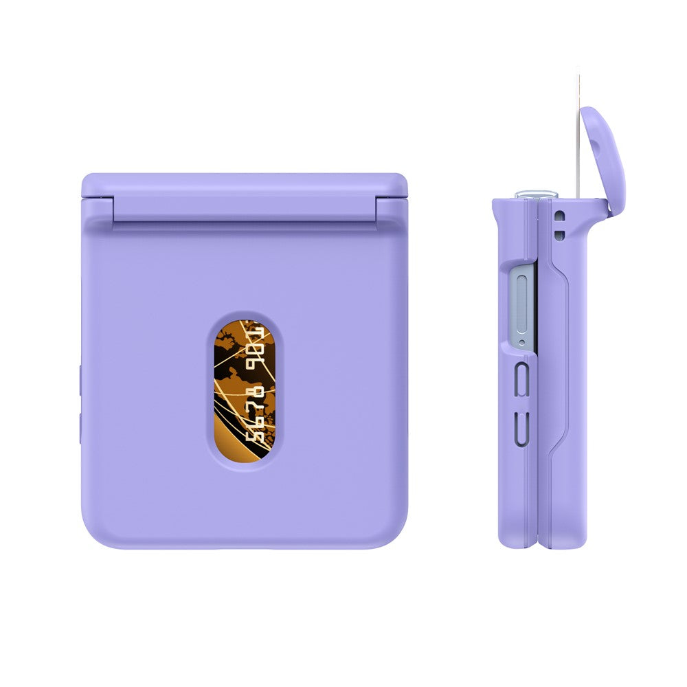 For Samsung Galaxy Z Flip7 FE 5G / Z Flip6 5G Case Spring Hinge PC Folding Phone Cover with Card Slot - Purple