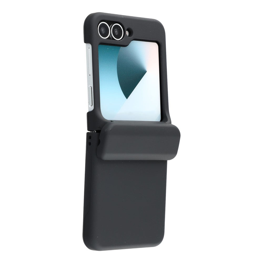 For Samsung Galaxy Z Flip7 5G Case Spring Hinge PC Folding Phone Cover with Card Slot - Black