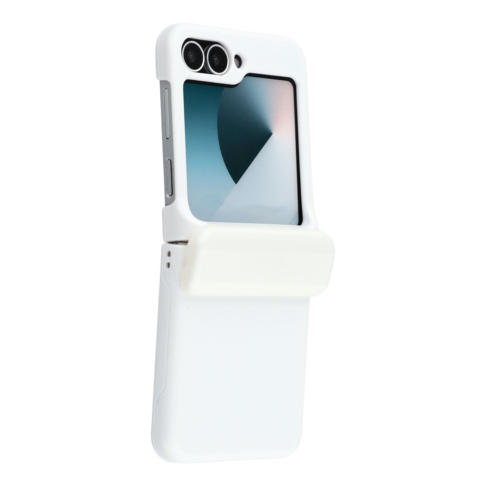 For Samsung Galaxy Z Flip7 5G Case Spring Hinge PC Folding Phone Cover with Card Slot - White