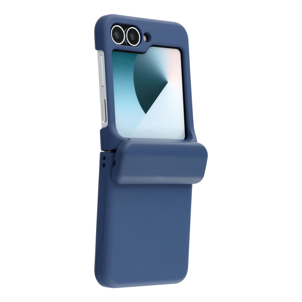For Samsung Galaxy Z Flip7 5G Case Spring Hinge PC Folding Phone Cover with Card Slot - Dark Blue