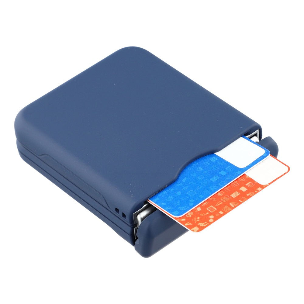 For Samsung Galaxy Z Flip7 5G Case Spring Hinge PC Folding Phone Cover with Card Slot - Dark Blue