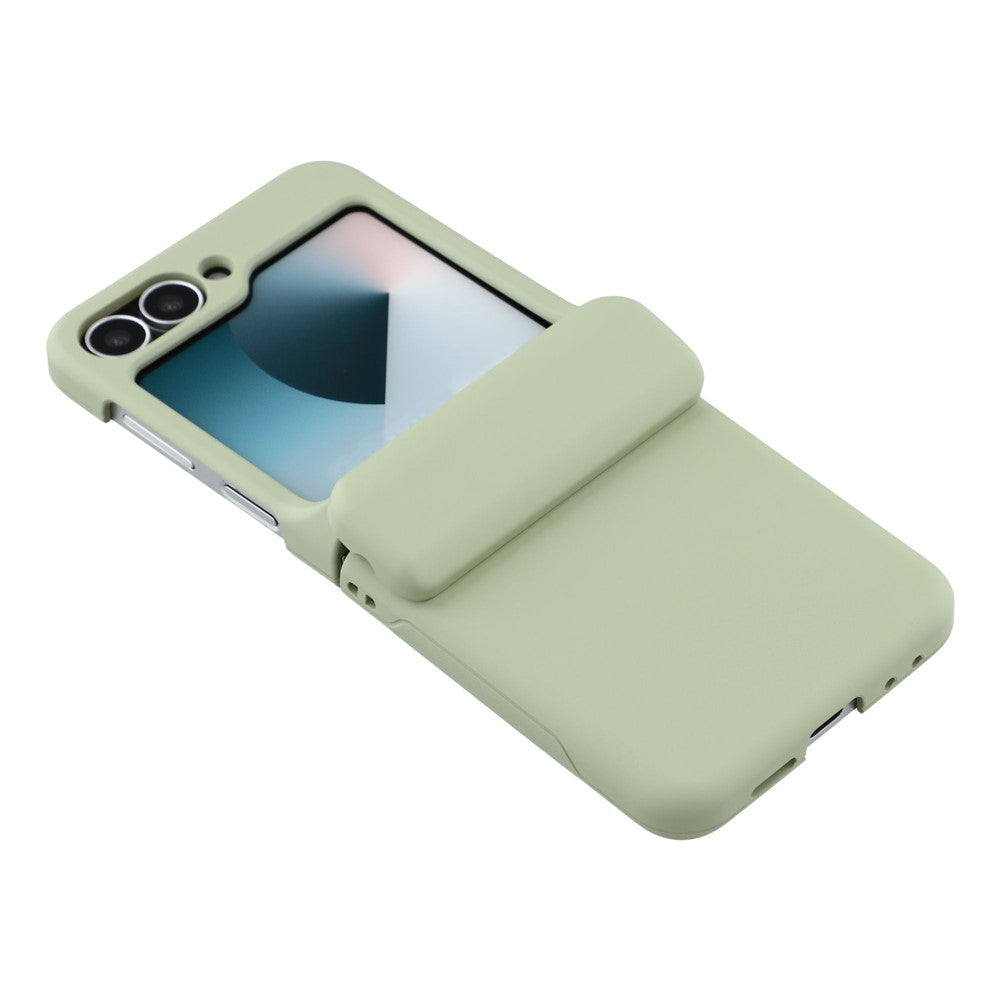 For Samsung Galaxy Z Flip7 5G Case Spring Hinge PC Folding Phone Cover with Card Slot - Light Green