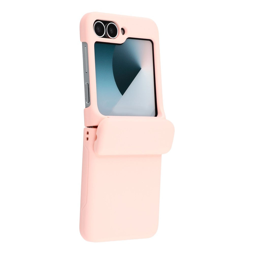 For Samsung Galaxy Z Flip7 5G Case Spring Hinge PC Folding Phone Cover with Card Slot - Pink