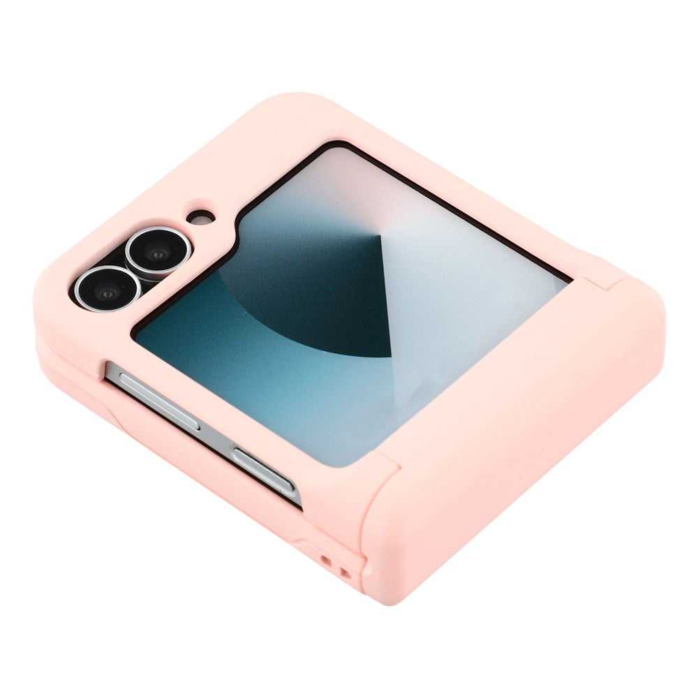 For Samsung Galaxy Z Flip7 5G Case Spring Hinge PC Folding Phone Cover with Card Slot - Pink