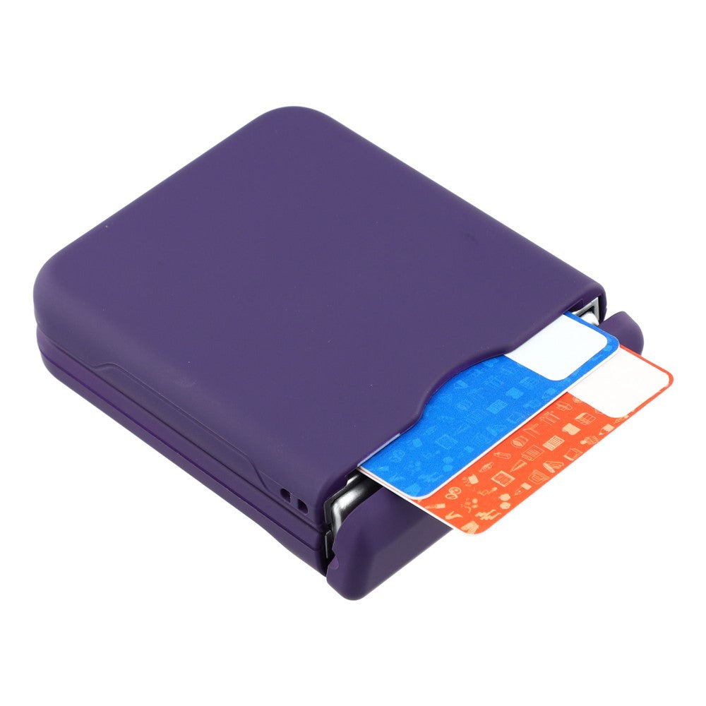 For Samsung Galaxy Z Flip7 5G Case Spring Hinge PC Folding Phone Cover with Card Slot - Dark Purple
