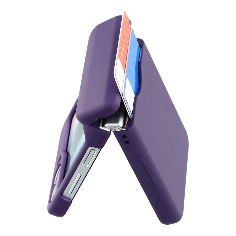 For Samsung Galaxy Z Flip7 5G Case Spring Hinge PC Folding Phone Cover with Card Slot - Dark Purple