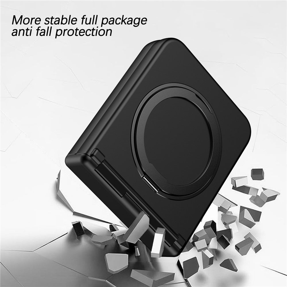 For Samsung Galaxy Z Flip7 5G Case with Magnetic Kickstand Spring Hinge PC Folding Phone Cover - Black