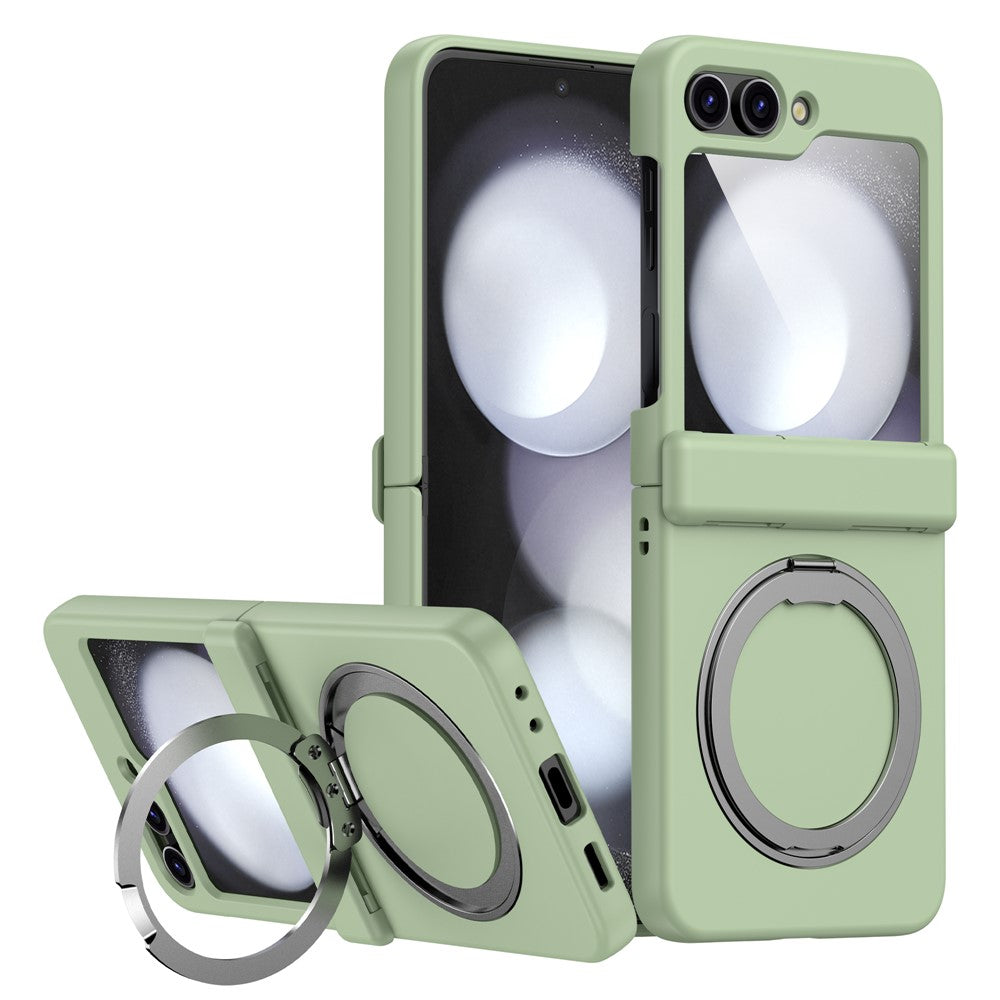 For Samsung Galaxy Z Flip7 5G Case with Magnetic Kickstand Spring Hinge PC Folding Phone Cover - Light Green