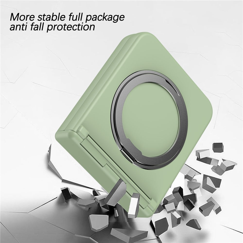 For Samsung Galaxy Z Flip7 5G Case with Magnetic Kickstand Spring Hinge PC Folding Phone Cover - Light Green
