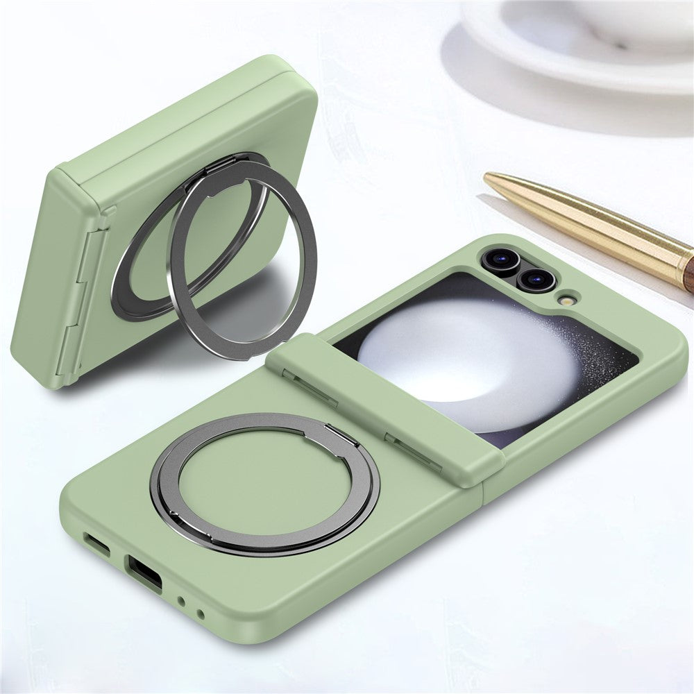 For Samsung Galaxy Z Flip7 5G Case with Magnetic Kickstand Spring Hinge PC Folding Phone Cover - Light Green