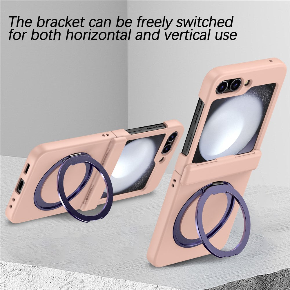For Samsung Galaxy Z Flip7 5G Case with Magnetic Kickstand Spring Hinge PC Folding Phone Cover - Pink