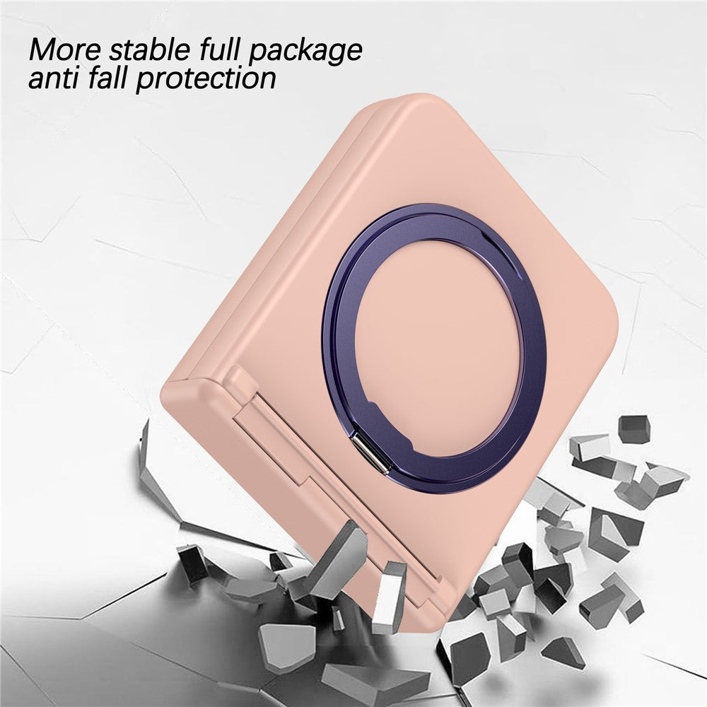 For Samsung Galaxy Z Flip7 5G Case with Magnetic Kickstand Spring Hinge PC Folding Phone Cover - Pink