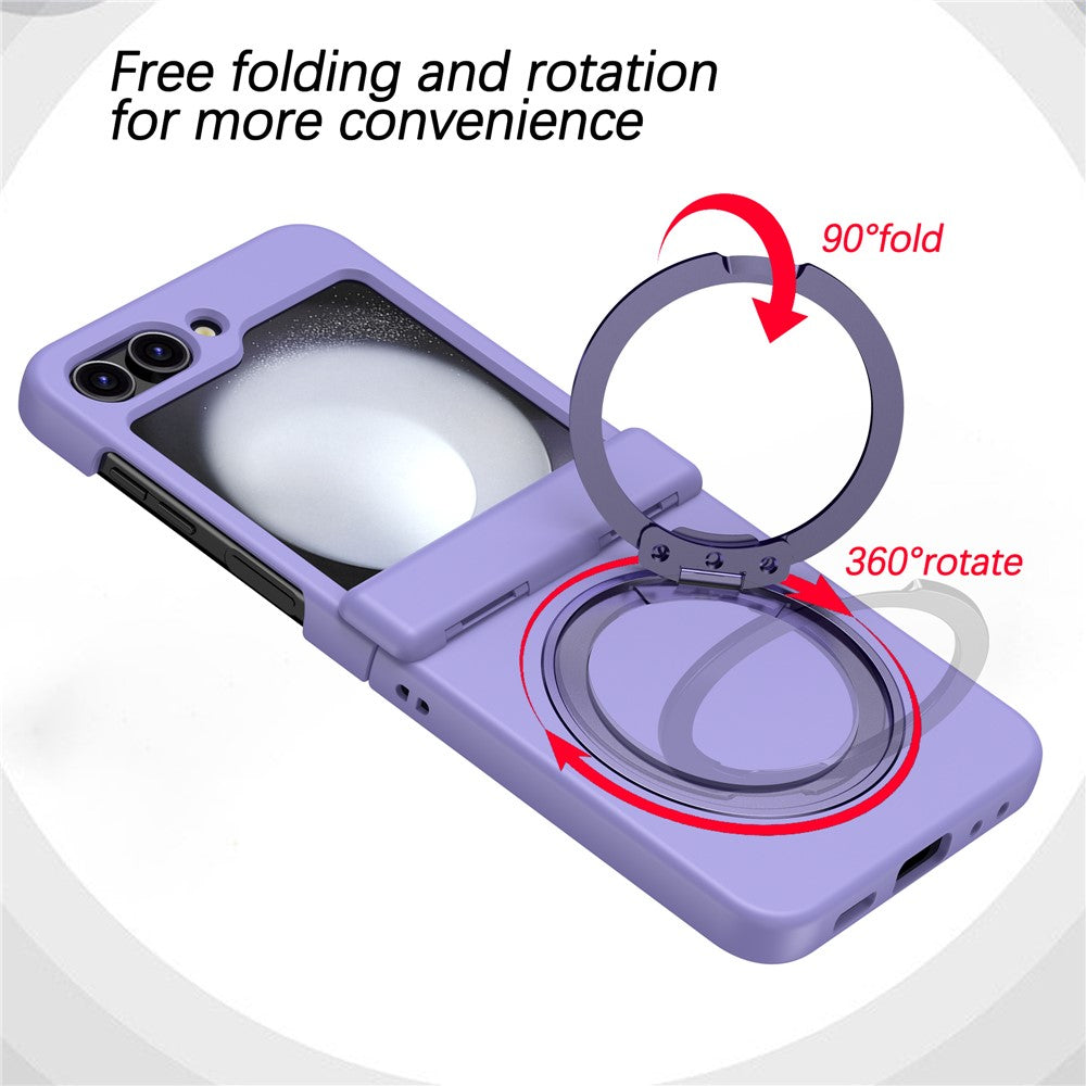 For Samsung Galaxy Z Flip7 5G Case with Magnetic Kickstand Spring Hinge PC Folding Phone Cover - Purple